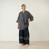 Bon Bon Hand Embroidered Elevated Shantoon Coord Set - Charcoal