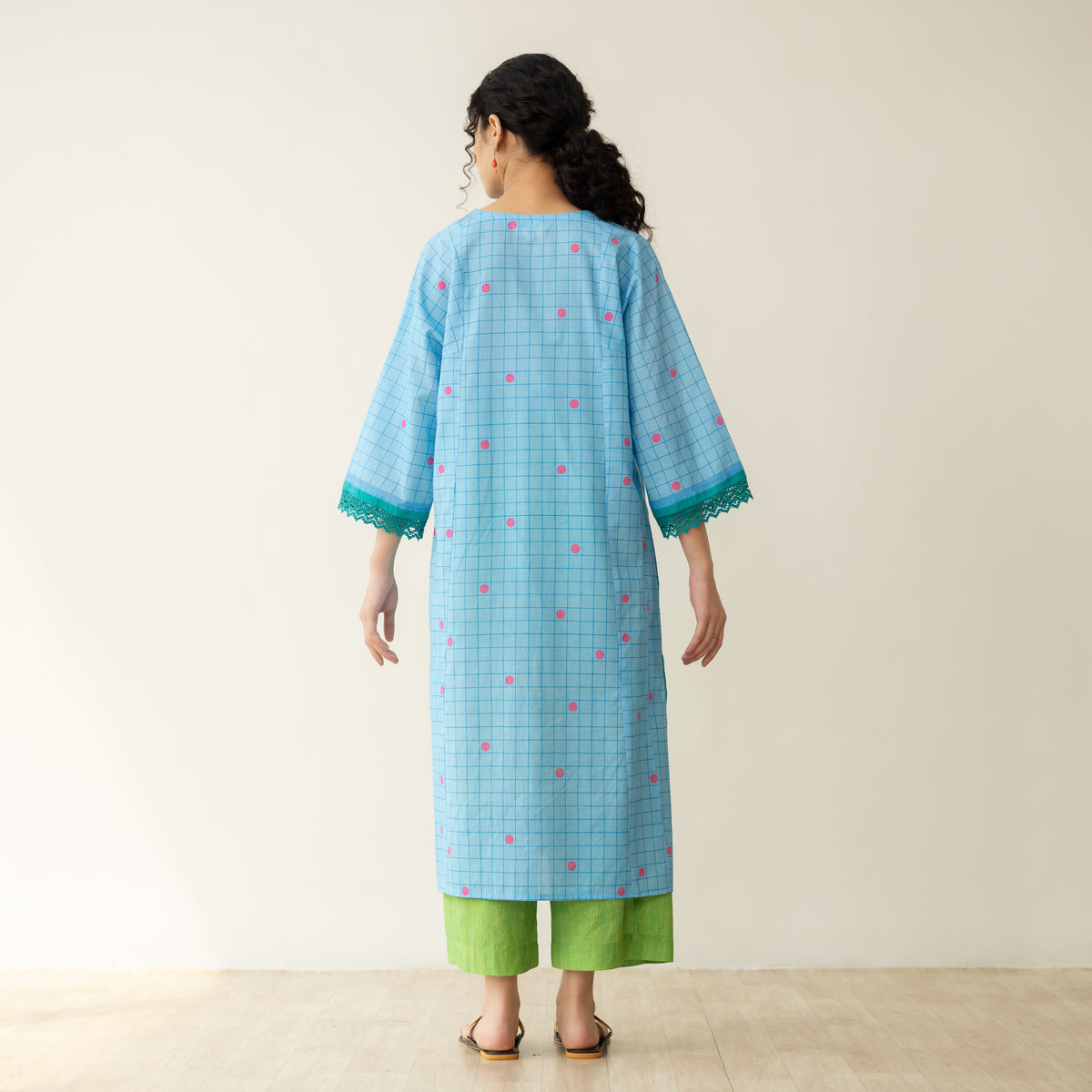 Sitara Front Panelled Mulmul Kurta - Asmani Blue