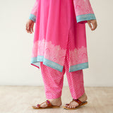 Mastani Elevated Cotton Slub Salwar Set - Bubblegum Pink
