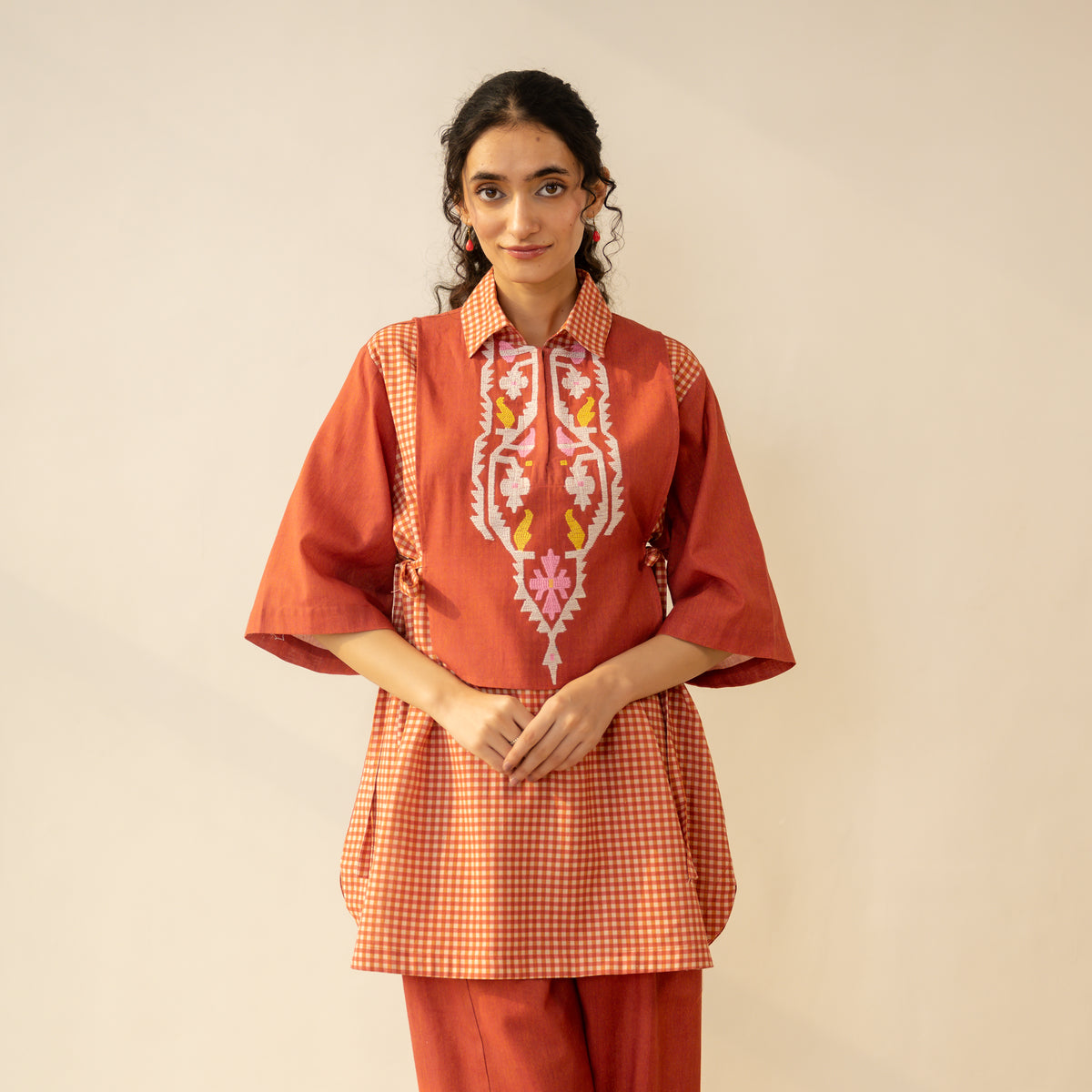 Knot So Basic 3 Piece Cotton Flex Coord Set - Rust