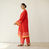 Mastani Elevated Cotton Slub Salwar Set - Sindoori Laal