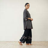 Bon Bon Hand Embroidered Elevated Shantoon Coord Set - Charcoal
