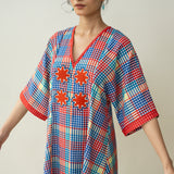 Miss Sunshine Midi Cotton Slub Dress - Multicolour