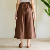 High Waist Elasticated Cotton Culottes - Choco Brown