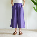 High Waist Elasticated Cotton Culottes - Violet