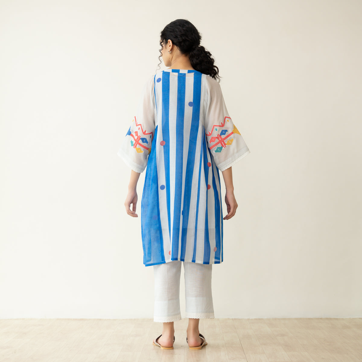 Rumi Embroidered Chanderi Coord Set - Azure