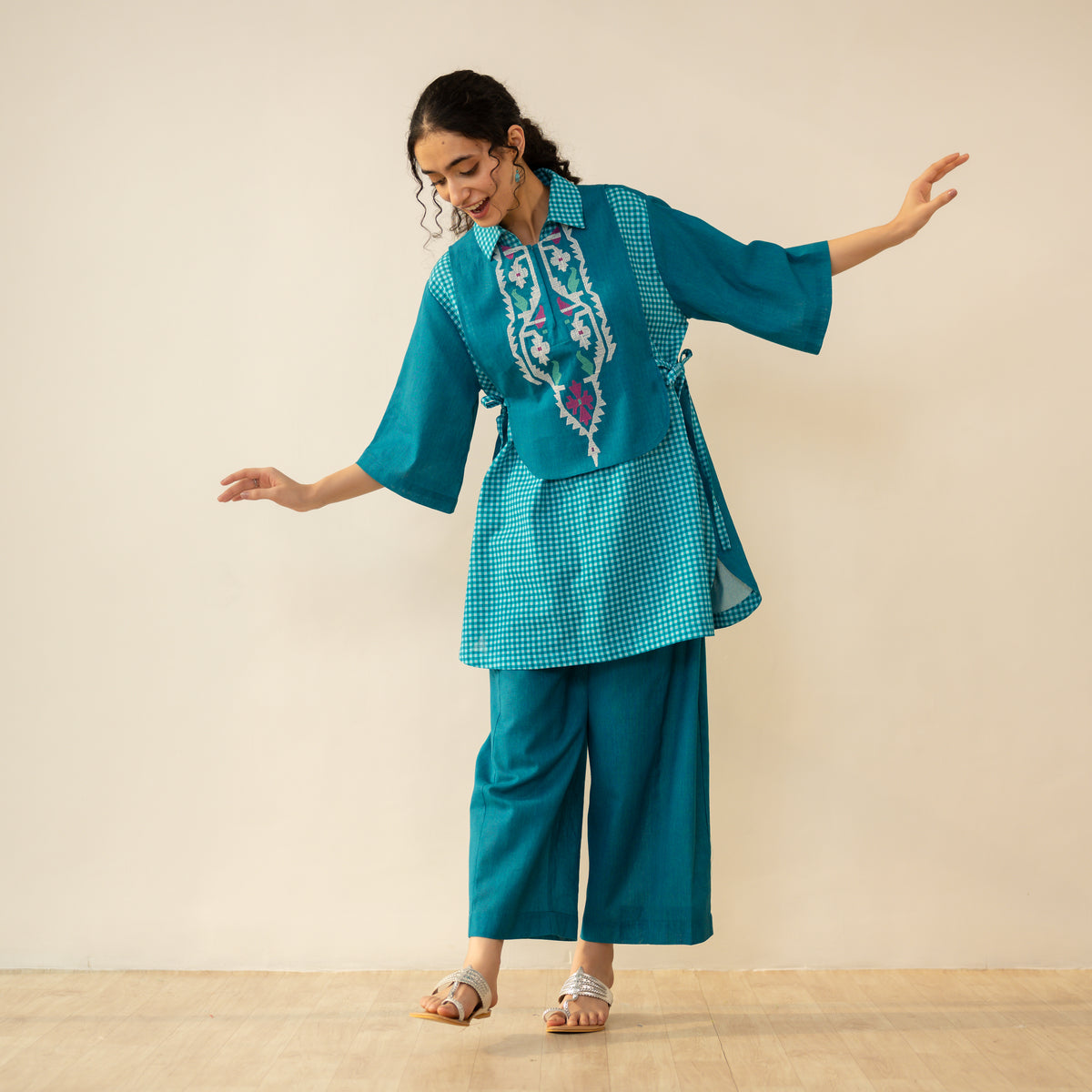 Knot So Basic 3 Piece Cotton Flex Coord Set - Teal