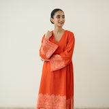 Mastani Elevated Cotton Slub Salwar Set - Tangerine