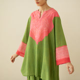 Nakhra Elevated Cotton Slub Coord Set - Green & Pink