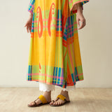 Ambi Patchwork Cotton Slub Kurta - Yellow & Red