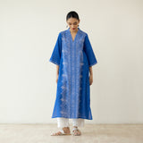 Banno Statement Slub Cotton Kurta - Royal Blue