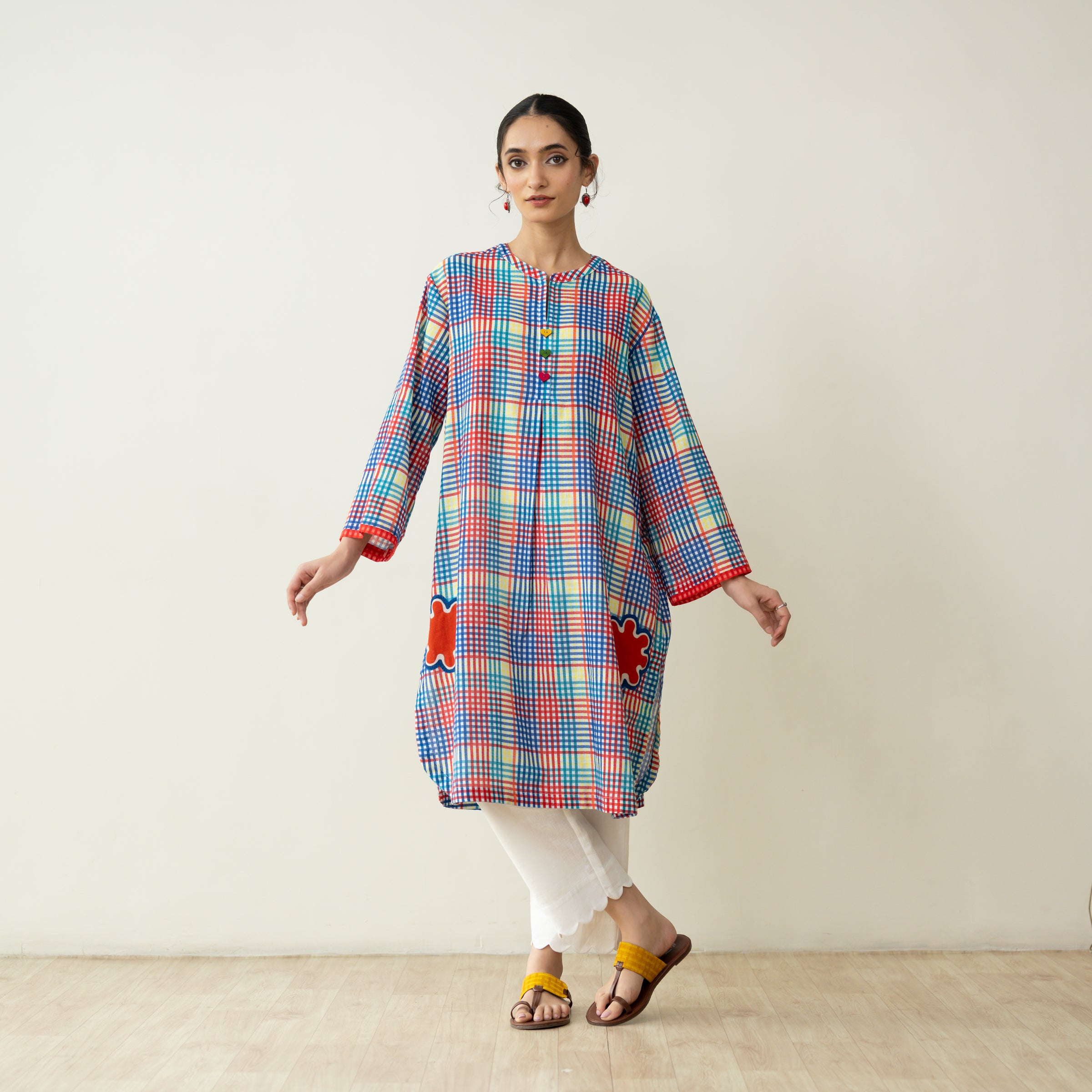 Goodie Goodie Statement Cotton Slub Kurta - Multicolour
