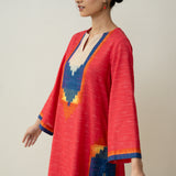 Prism Statement Cotton Slub Kurta - Tomato Red