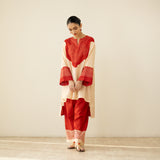 Nakhra Elevated Cotton Slub Coord Set - Beige & Red