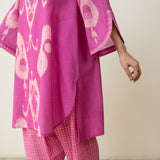 Peppy Paisley Asymmetric Cotton Slub Salwar Set - Dusty Pink