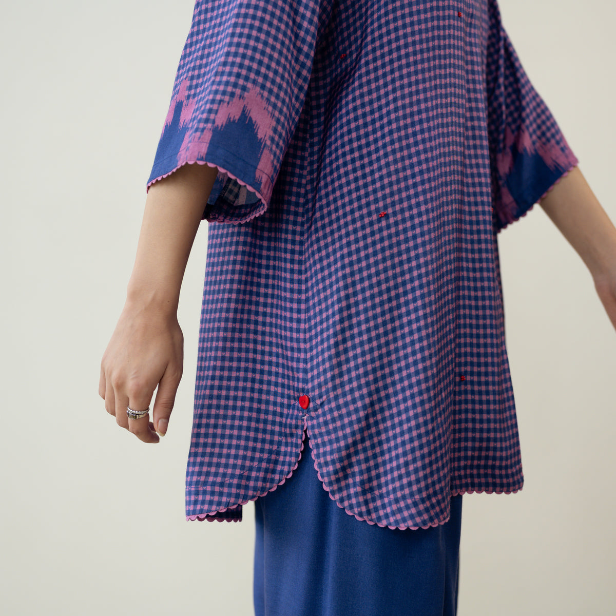 Bon Bon Hand Embroidered Elevated Shantoon Coord Set - Indigo & Berry