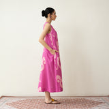 Peppy Paisley Midi Cotton Slub Dress - Dusty Pink