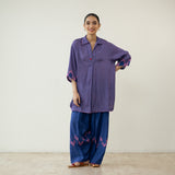 Bon Bon Hand Embroidered Elevated Shantoon Coord Set - Indigo & Berry