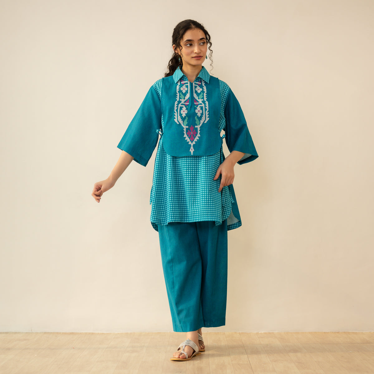 Knot So Basic 3 Piece Cotton Flex Coord Set - Teal