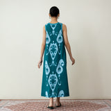 Peppy Paisley Midi Cotton Slub Dress - Teal Green