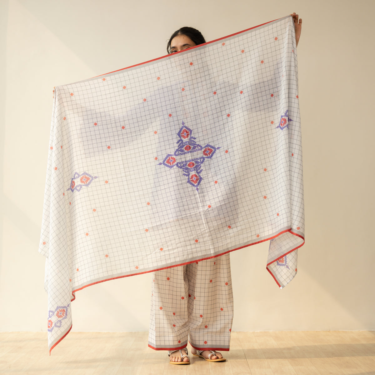 Dot & Dash Mulmul Farshi Set - Lilac Bloom