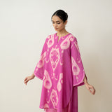 Peppy Paisley Asymmetric Cotton Slub Salwar Set - Dusty Pink