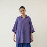 Bon Bon Hand Embroidered Elevated Shantoon Tunic - Indigo & Berry