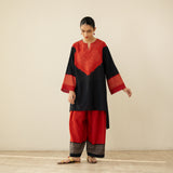 Nakhra Elevated Cotton Slub Coord Set - Red & Black