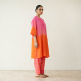 Peach Fizz Elevated Kurta Set - Tangerine & Pink