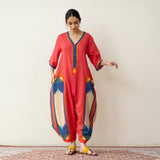 Nomad Statement Cotton Slub Jumpsuit - Tomato Red
