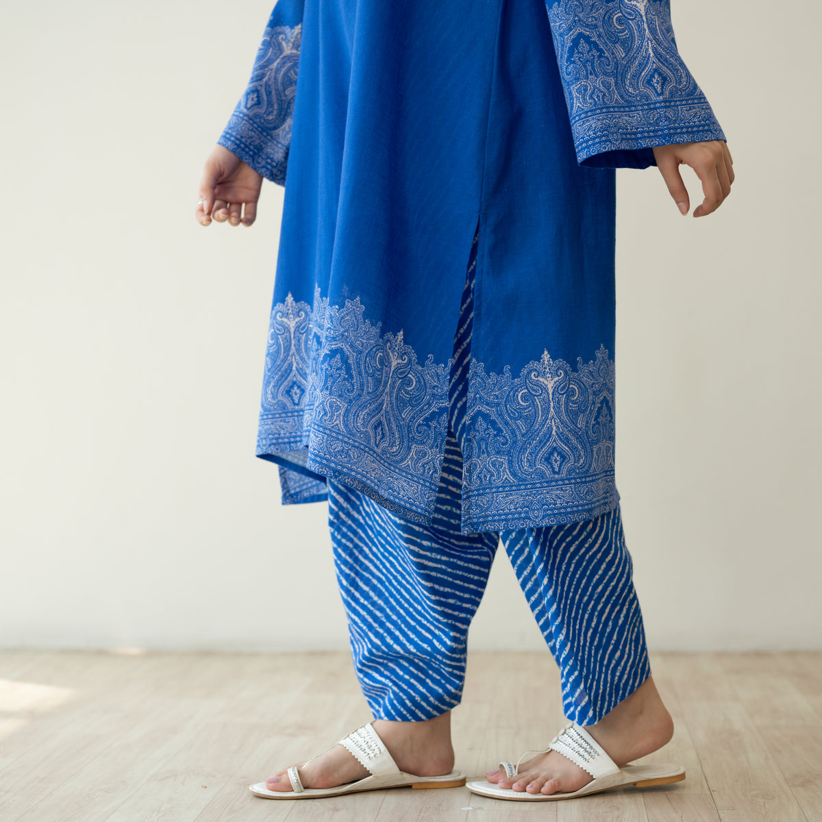 Mastani Elevated Cotton Slub Salwar Set - Royal Blue