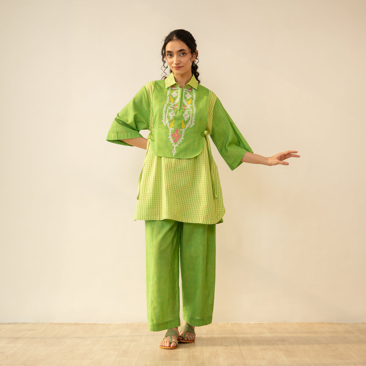 Knot So Basic 3 Piece Cotton Flex Coord Set - Parrot Green