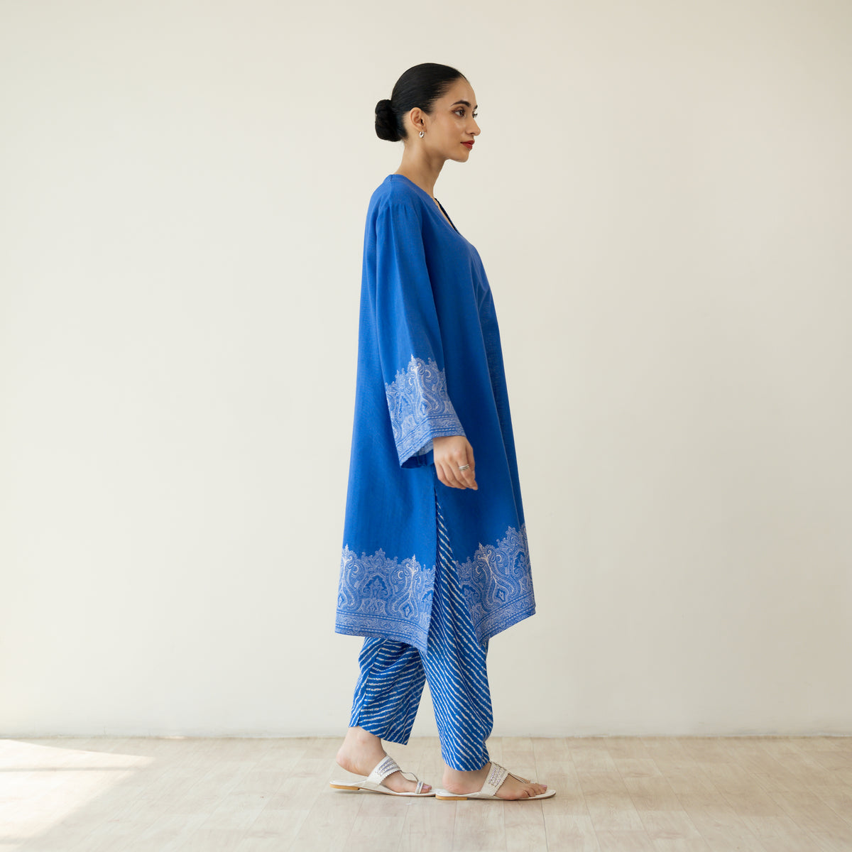 Mastani Elevated Cotton Slub Salwar Set - Royal Blue
