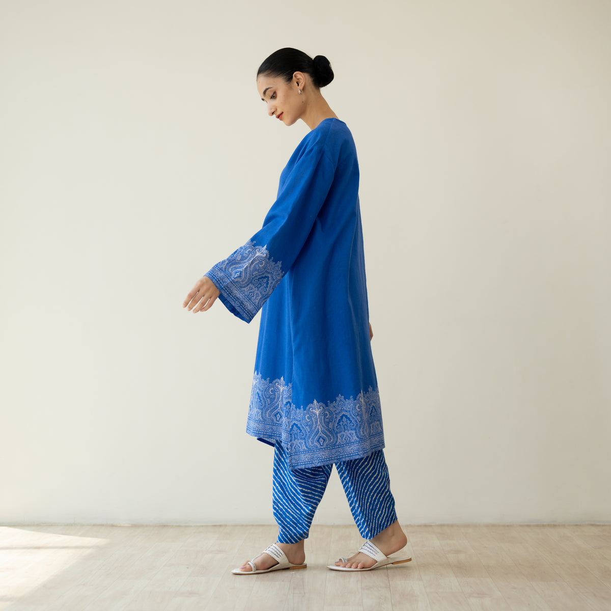 Mastani Elevated Cotton Slub Salwar Set - Royal Blue
