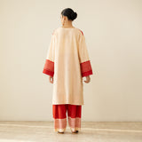 Nakhra Elevated Cotton Slub Coord Set - Beige & Red