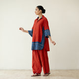 Very Berry Elevated Cotton Slub Coord Set - Red & Indigo