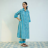 Sky Blue Cotton Shirt Kurta with Pant