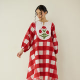 Old School Slub Cotton Kurta - Red