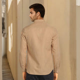 Brown Solid Linen Cotton Shirt for Men