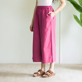 High Waist Elasticated Cotton Culottes - Hot Pink