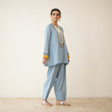 Nazreen Lace Detailed Slub Cotton Salwar Set - Asmani