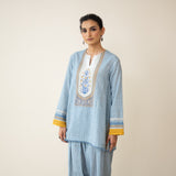 Nazreen Lace Detailed Slub Cotton Salwar Set - Asmani