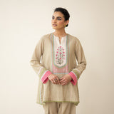 Nazreen Lace Detailed Slub Cotton Salwar Set - Cardamom