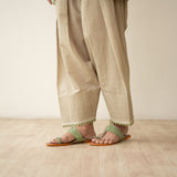 Nazreen Lace Detailed Slub Cotton Salwar Set - Cardamom