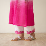 Cherry Blossom Embroidered Linen Cotton Kurta Set - Cherry Pink