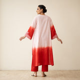 Sunset Embroidered Linen Cotton Kurta Set - True Red