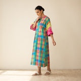 Soda Pop Embroidered Linen Cotton Dress - Multi