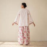 Mehak Embroidered Linen Cotton Farshi Coord Set - Milky White