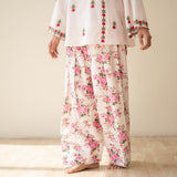 Mehak Embroidered Linen Cotton Farshi Coord Set - Milky White