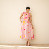 Confetti Pop Embroidered Linen Cotton Dress - Baby Pink